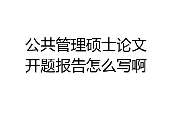 公共管理硕士论文开题报告怎么写啊