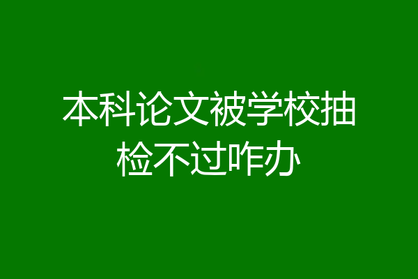 本科论文被学校抽检不过咋办