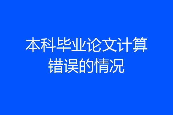 本科毕业论文计算错误的情况