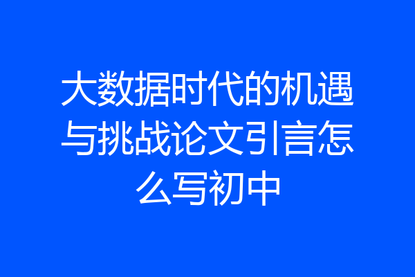 大数据时代的机遇与挑战论文引言怎么写初中