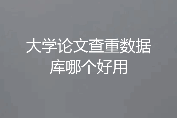 大学论文查重数据库哪个好用