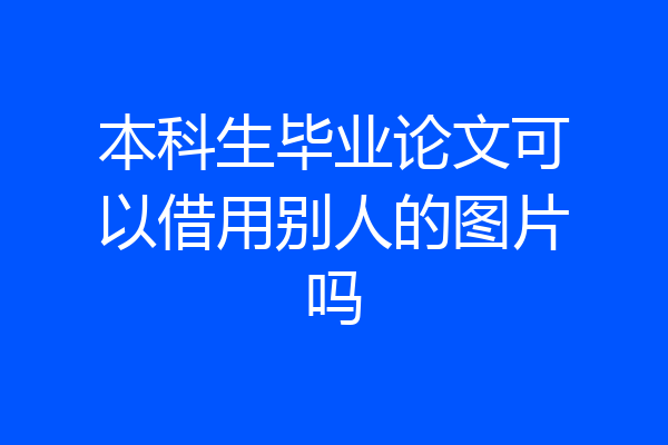 本科生毕业论文可以借用别人的图片吗