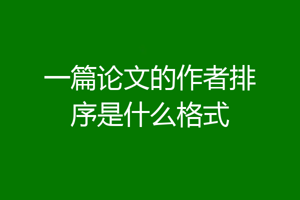 一篇论文的作者排序是什么格式