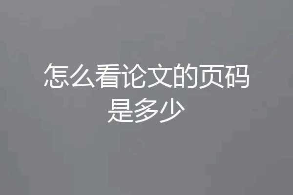 怎么看论文的页码是多少