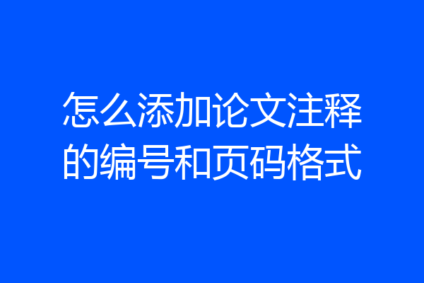 怎么添加论文注释的编号和页码格式