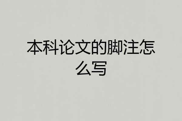本科论文的脚注怎么写