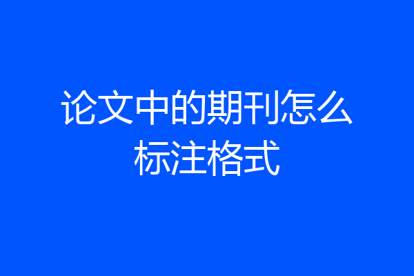 论文中的期刊怎么标注格式