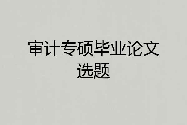 审计专硕毕业论文选题