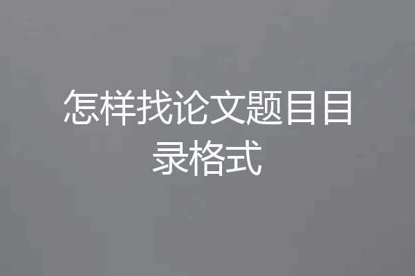 怎样找论文题目目录格式