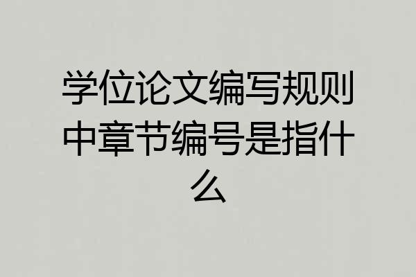 学位论文编写规则中章节编号是指什么