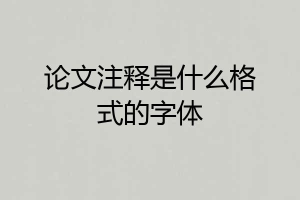 论文注释是什么格式的字体