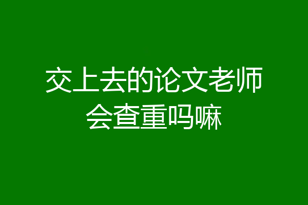 交上去的论文老师会查重吗嘛