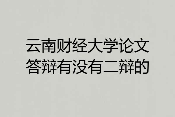 云南财经大学论文答辩有没有二辩的