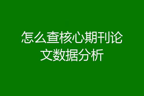 怎么查核心期刊论文数据分析