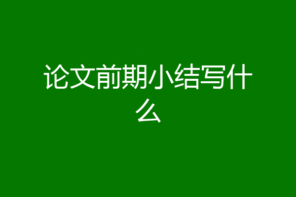 论文前期小结写什么
