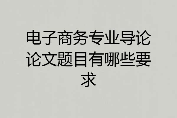 电子商务专业导论论文题目有哪些要求