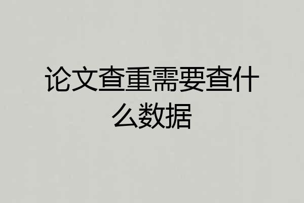论文查重需要查什么数据
