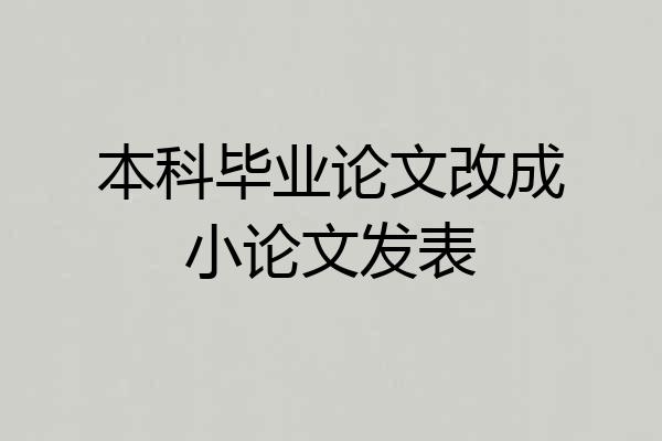 本科毕业论文改成小论文发表