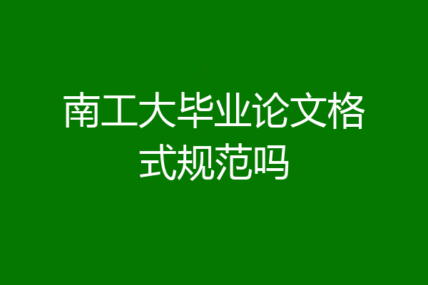 南工大毕业论文格式规范吗