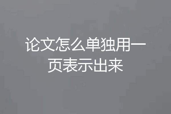 论文怎么单独用一页表示出来
