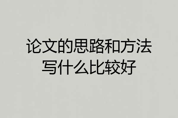 论文的思路和方法写什么比较好