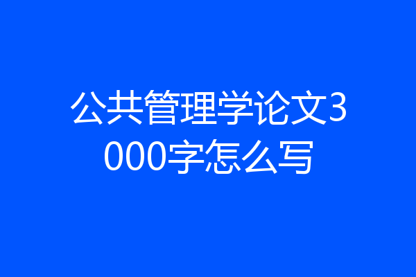 公共管理学论文3000字怎么写