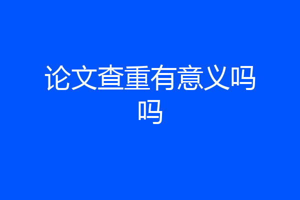 论文查重有意义吗吗