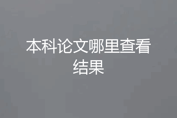 本科论文哪里查看结果