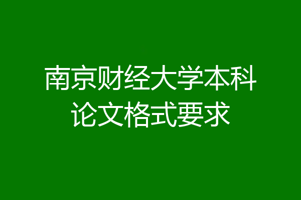 南京财经大学本科论文格式要求