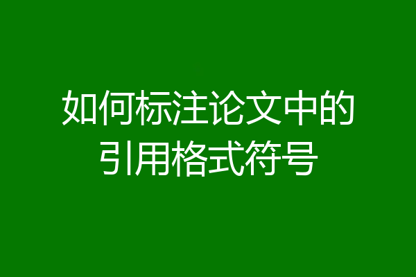 如何标注论文中的引用格式符号