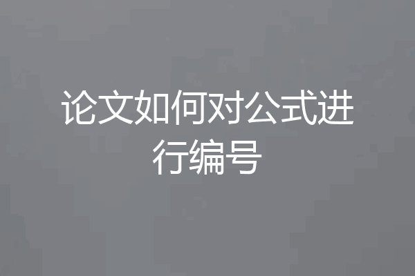论文如何对公式进行编号