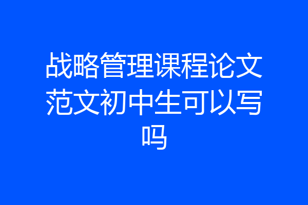 战略管理课程论文范文初中生可以写吗