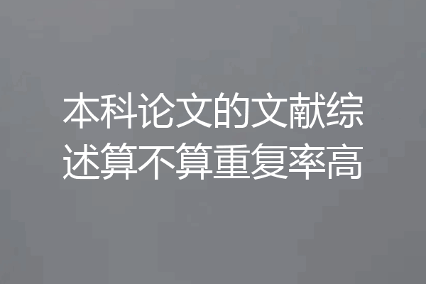 本科论文的文献综述算不算重复率高