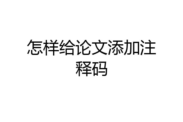 怎样给论文添加注释码