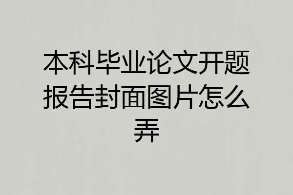 本科毕业论文开题报告封面图片怎么弄