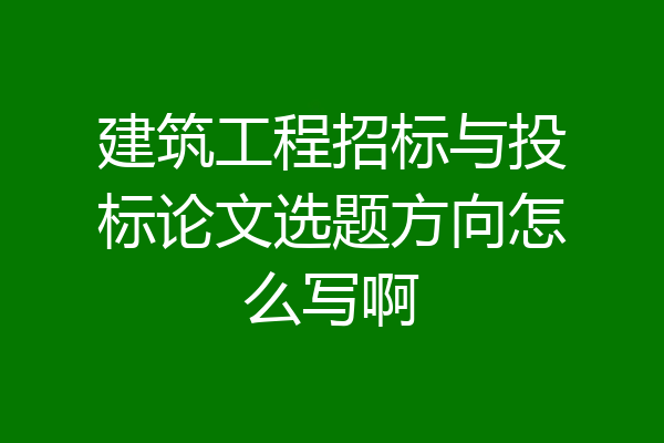 建筑工程招标与投标论文选题方向怎么写啊