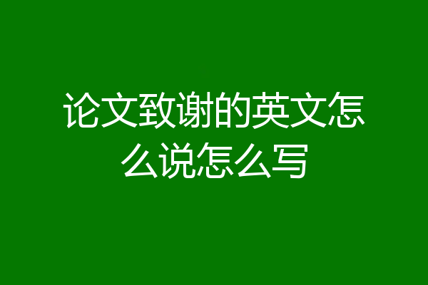 论文致谢的英文怎么说怎么写