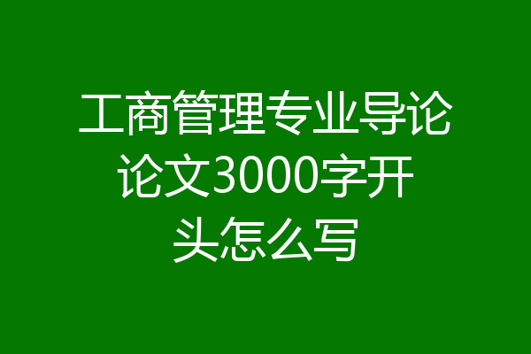 工商管理专业导论论文3000字开头怎么写