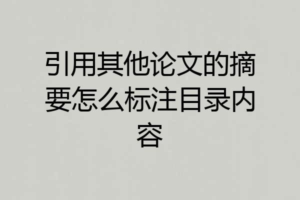 引用其他论文的摘要怎么标注目录内容