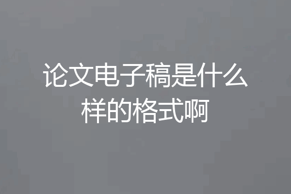 论文电子稿是什么样的格式啊