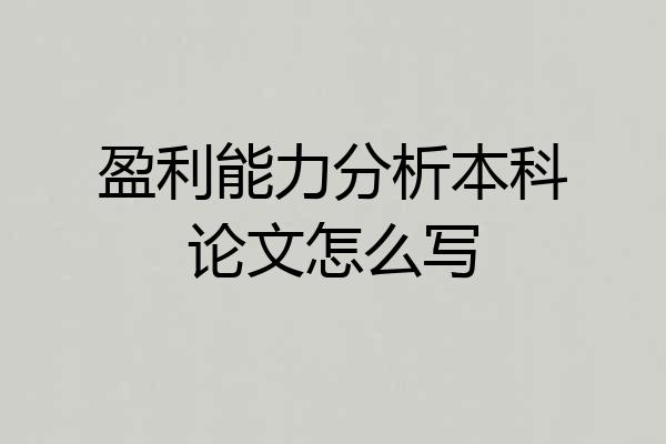 盈利能力分析本科论文怎么写