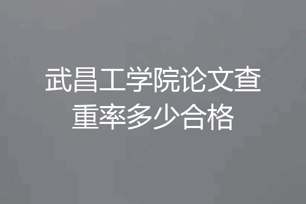 武昌工学院论文查重率多少合格