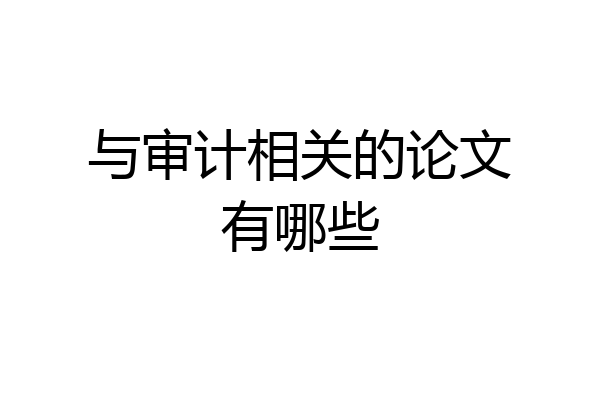 与审计相关的论文有哪些