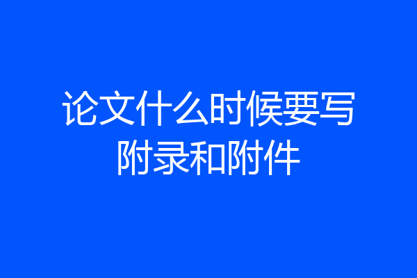 论文什么时候要写附录和附件
