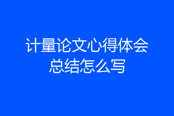 计量论文心得体会总结怎么写