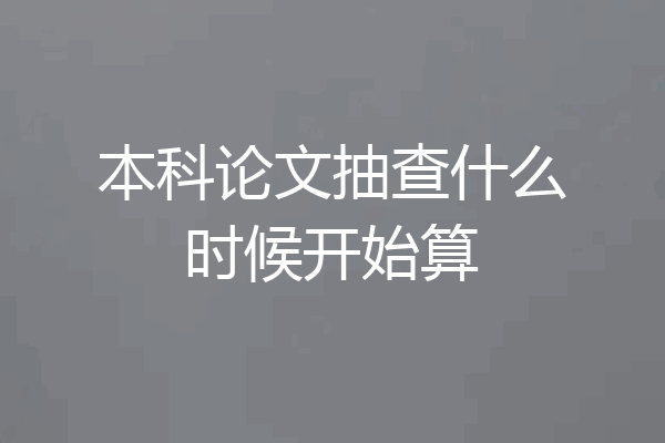 本科论文抽查什么时候开始算