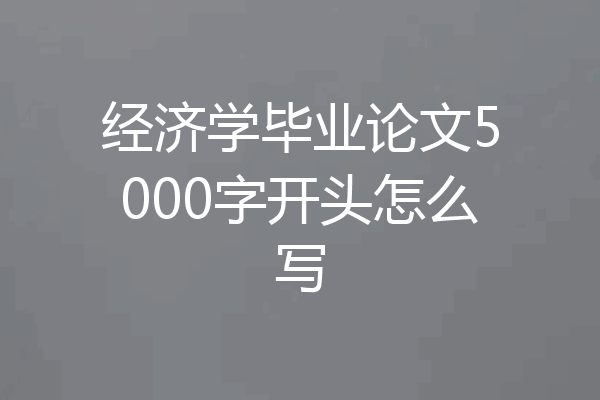 经济学毕业论文5000字开头怎么写