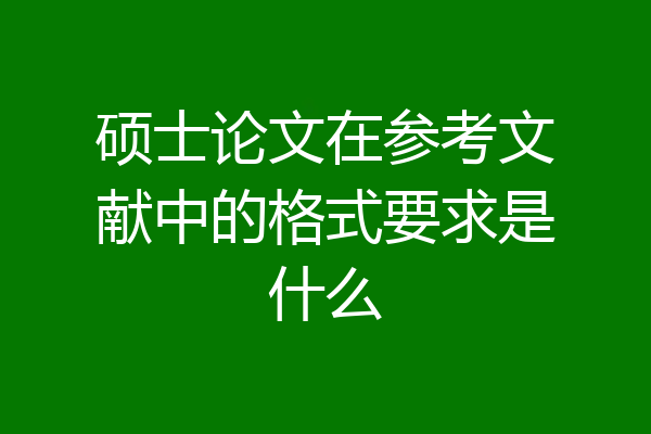 硕士论文在参考文献中的格式要求是什么