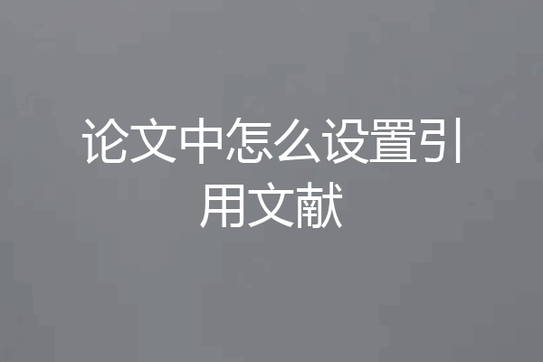 论文中怎么设置引用文献