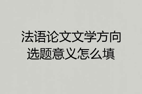 法语论文文学方向选题意义怎么填